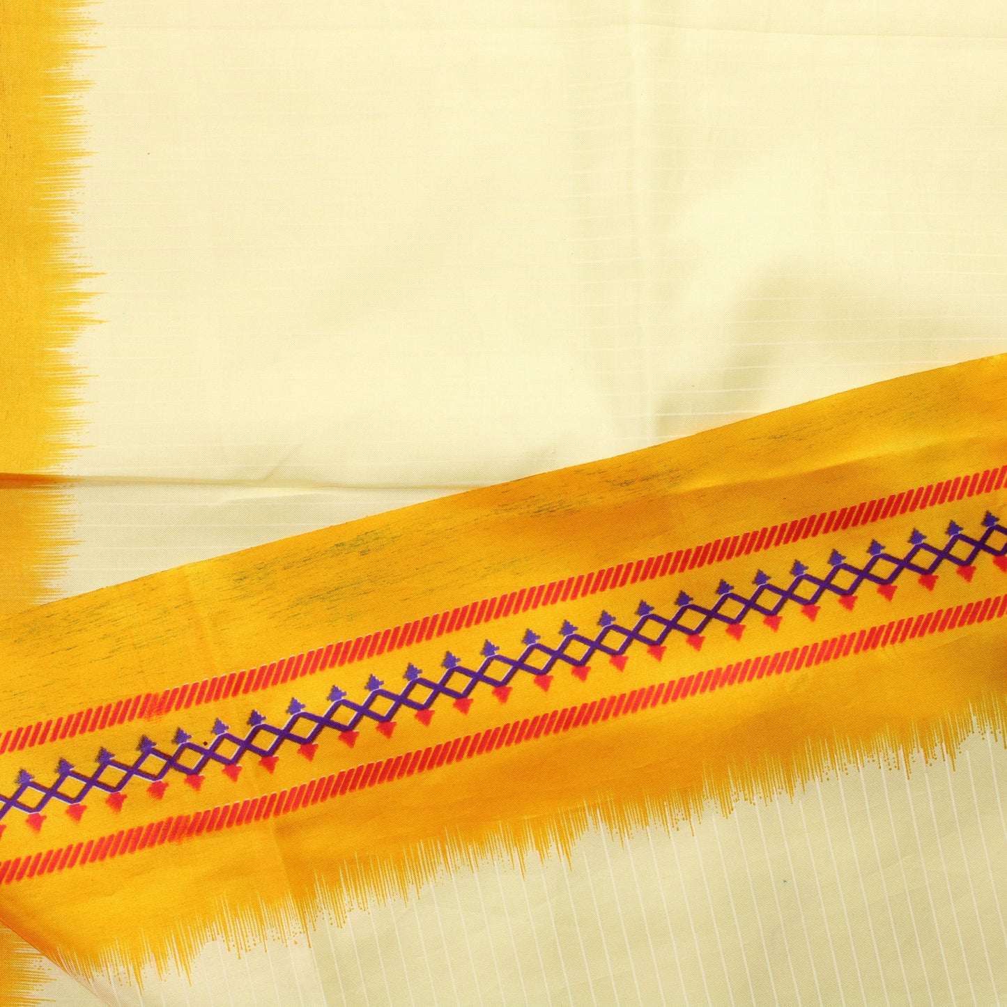 Keltainen vaakaraitainen Sari kangas - Pala