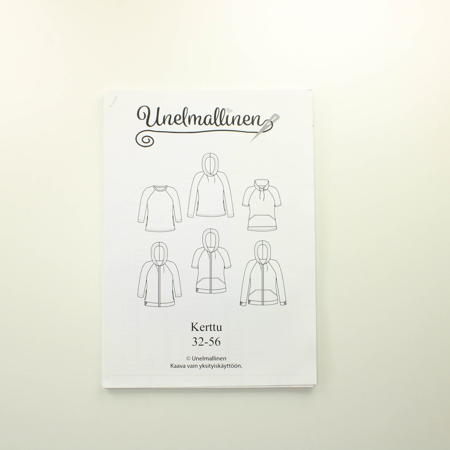 Unelmallinen Kerttu paita ja huppari kaava 32-56