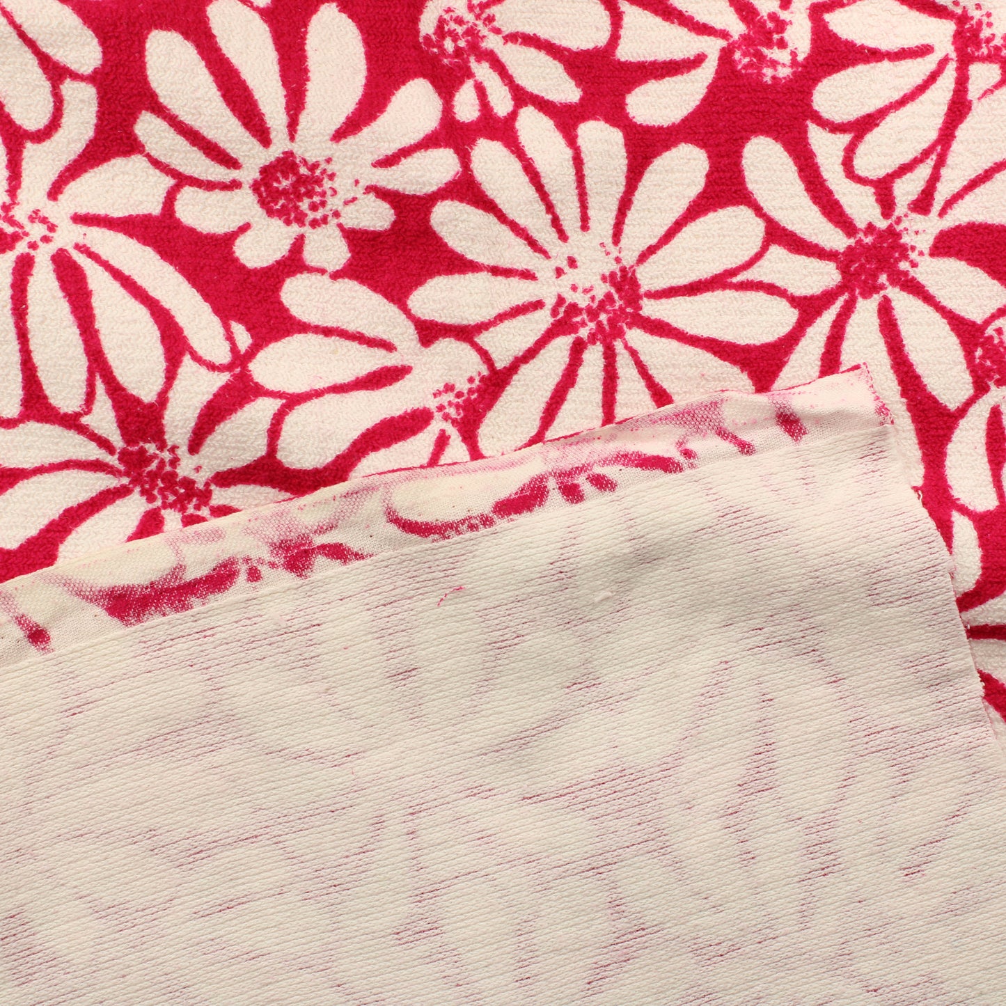 Pinkki valkokukkainen sekoitekangas - Pala