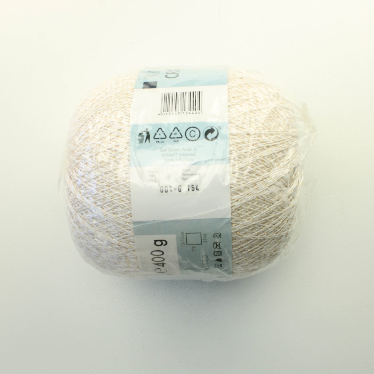 Zettl King Brilliant glitter-effect crochet thread - Luonnonvalkoinen-kulta Lankapussi 325 (852g sis. pahviholkit))