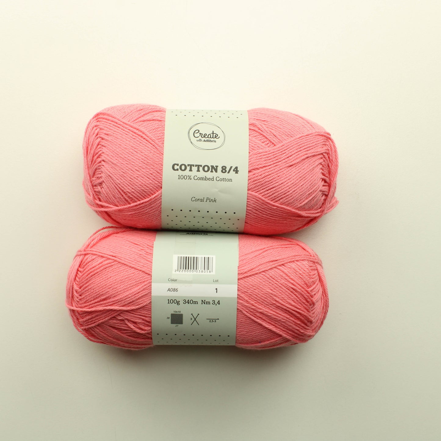 Create with Adlibris Cotton 8/4 - A086 Lankapussi 218 (200g)