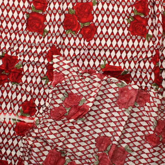 Ruusukuvioinen Glitter Puuvilla - Pala