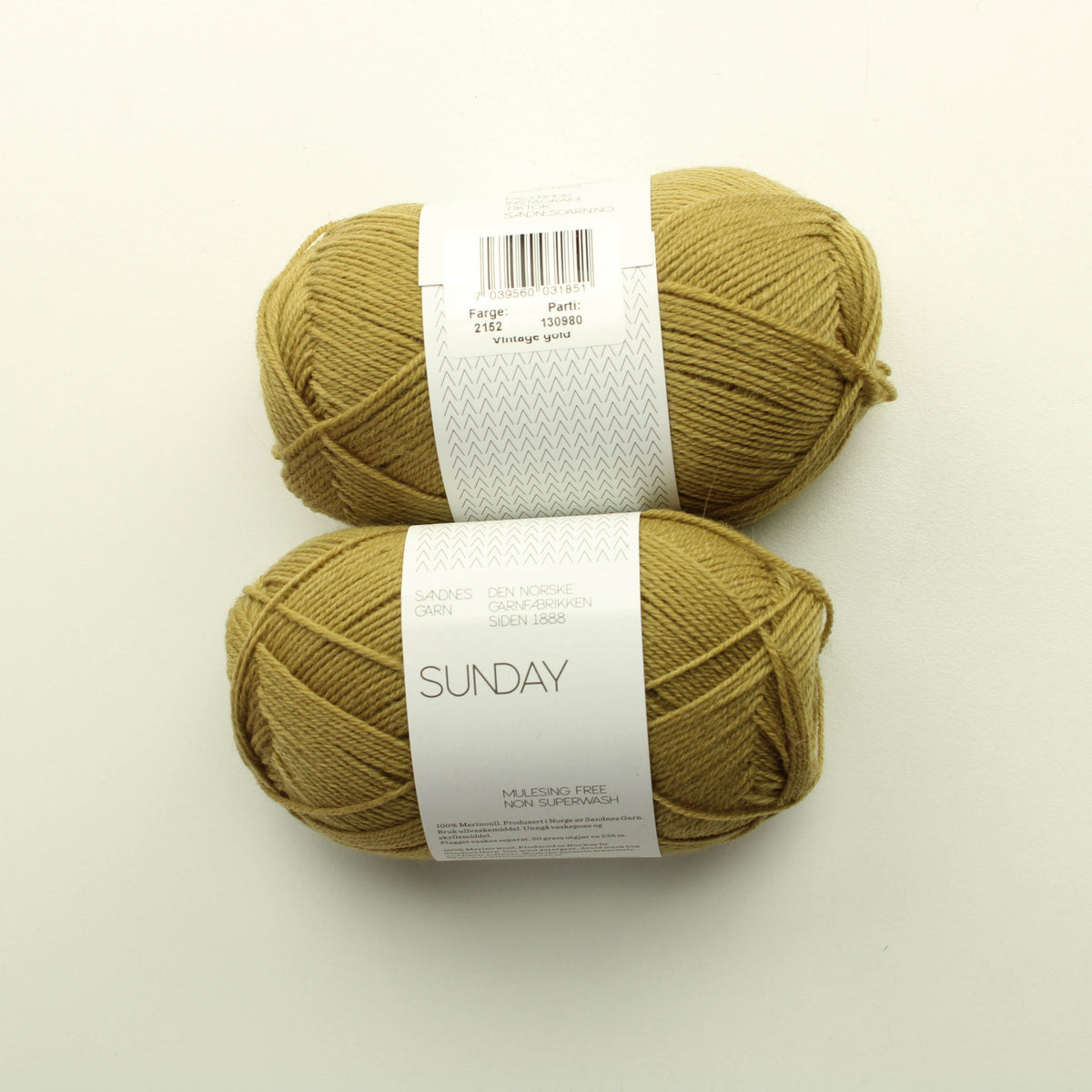 Sandnes Garn Sunday merinovilla - 2152 Vintage Gold Lankapussi 748 (100g)