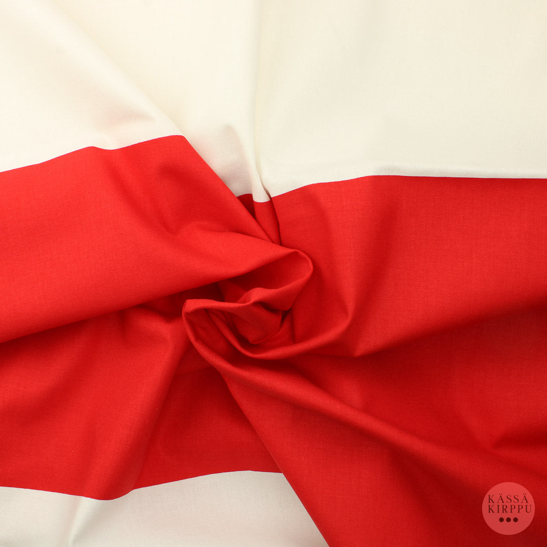 Marimekko puna-valkoinen leveäraita Puuvilla - Pala