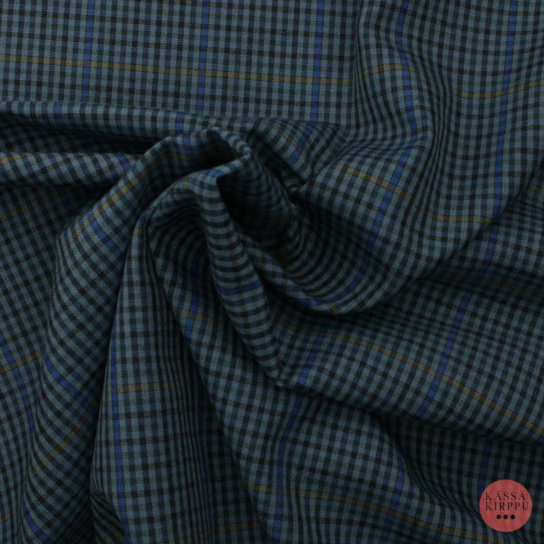 Sini-harmaa ruudullinen Villakangas - Pala