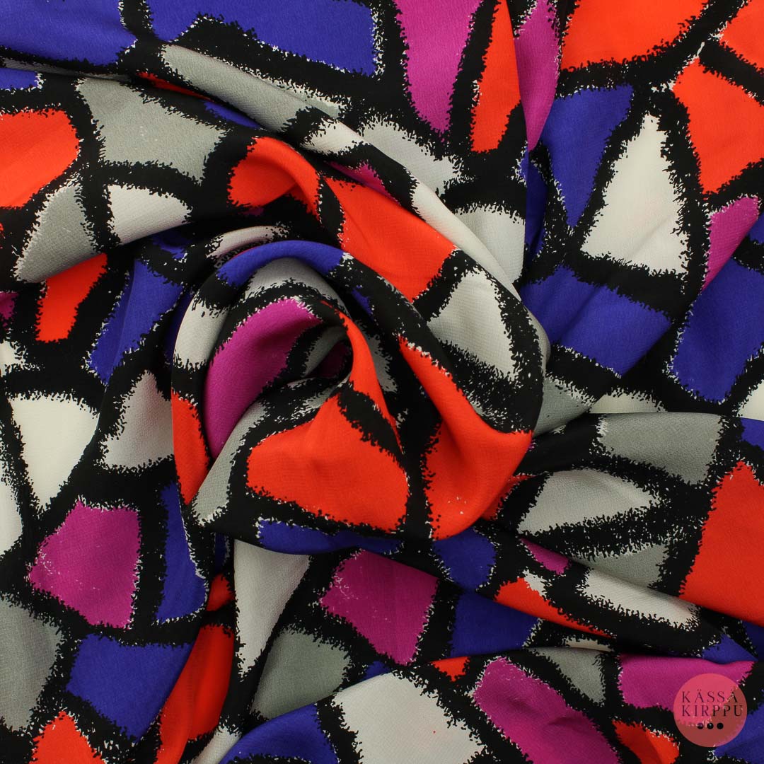 Kirkasvärinen geometriset kuviot Silkki - Pala