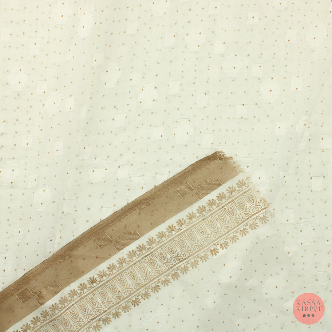 Valkoinen pilkku ja palkkikuvioinen Sifonki - Pala