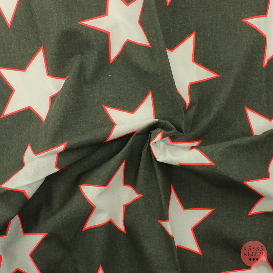 Harmaapohjainen valkoiset tähdet Puuvilla - Pala