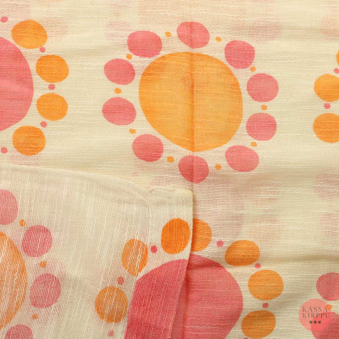 Valkoinen pallokuvioinen ohut Verhokangas - Palapaketti