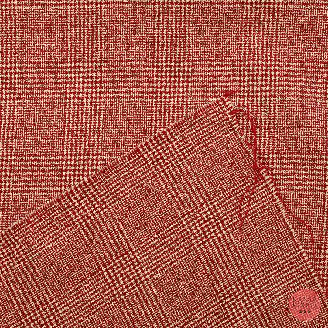 Puna-valkoinen ruutukuosinen Vaatetuskangas - Pala