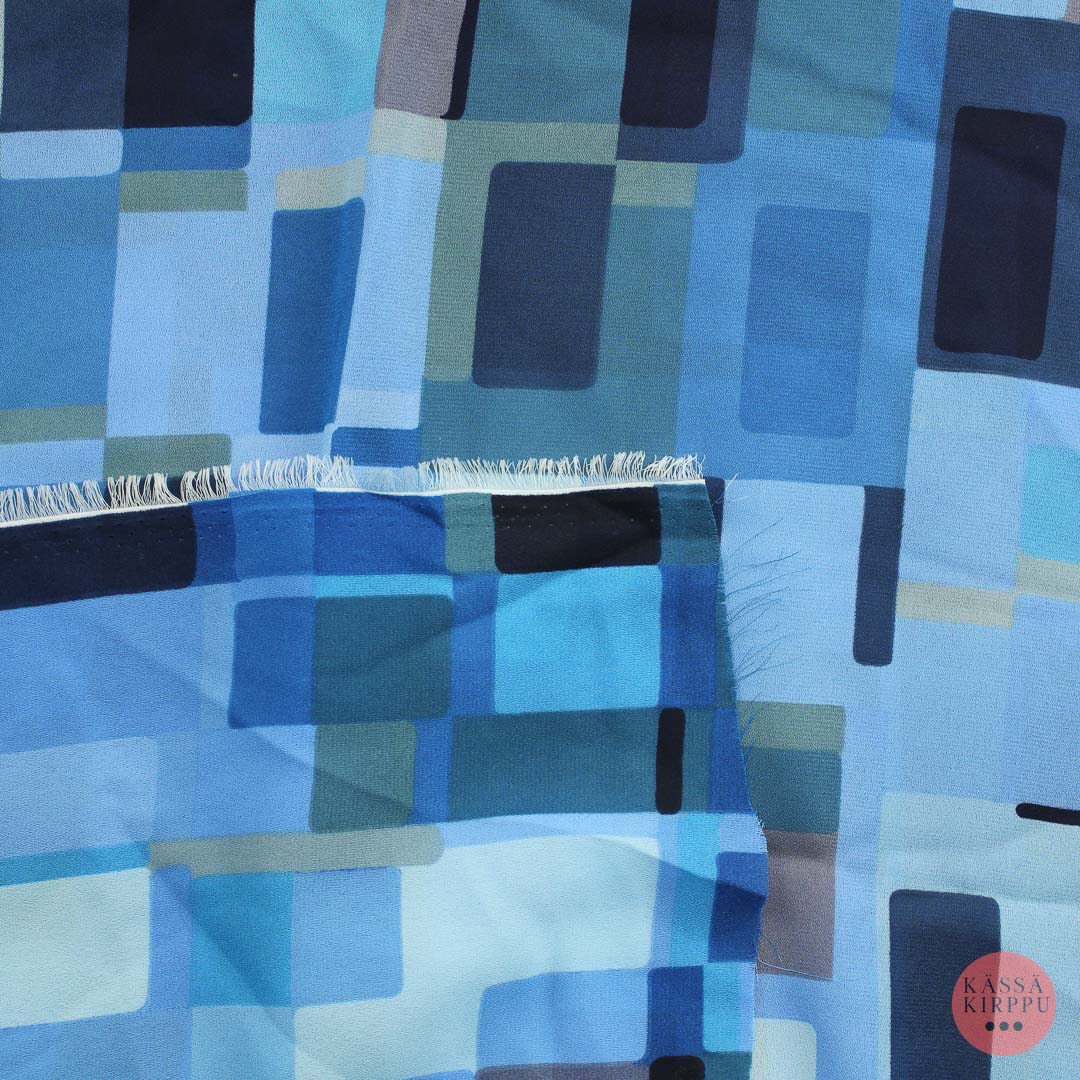 Sininen kuviollinen Sifonki - Pala