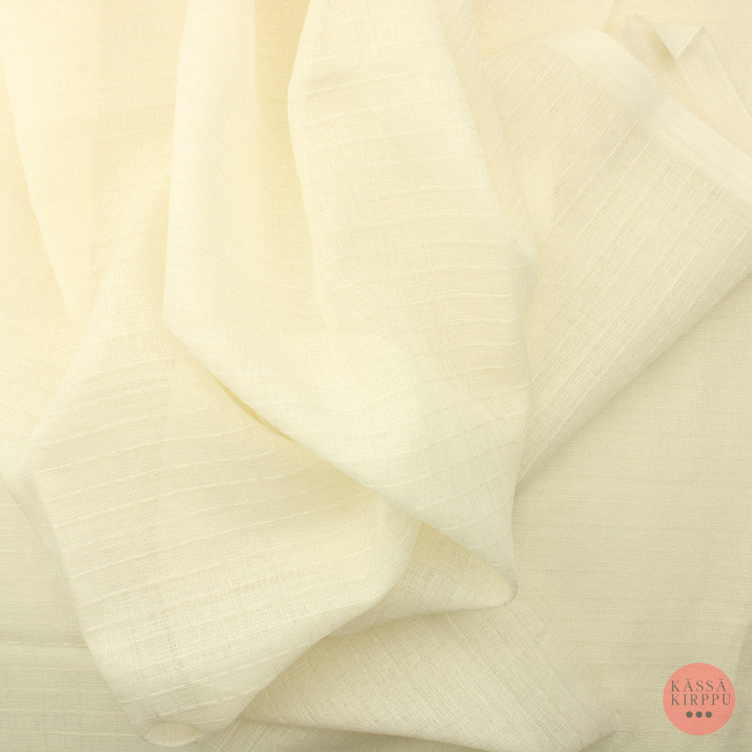 Luonnonvalkoinen ruutukuvioitu Valoverhokangas - Pala