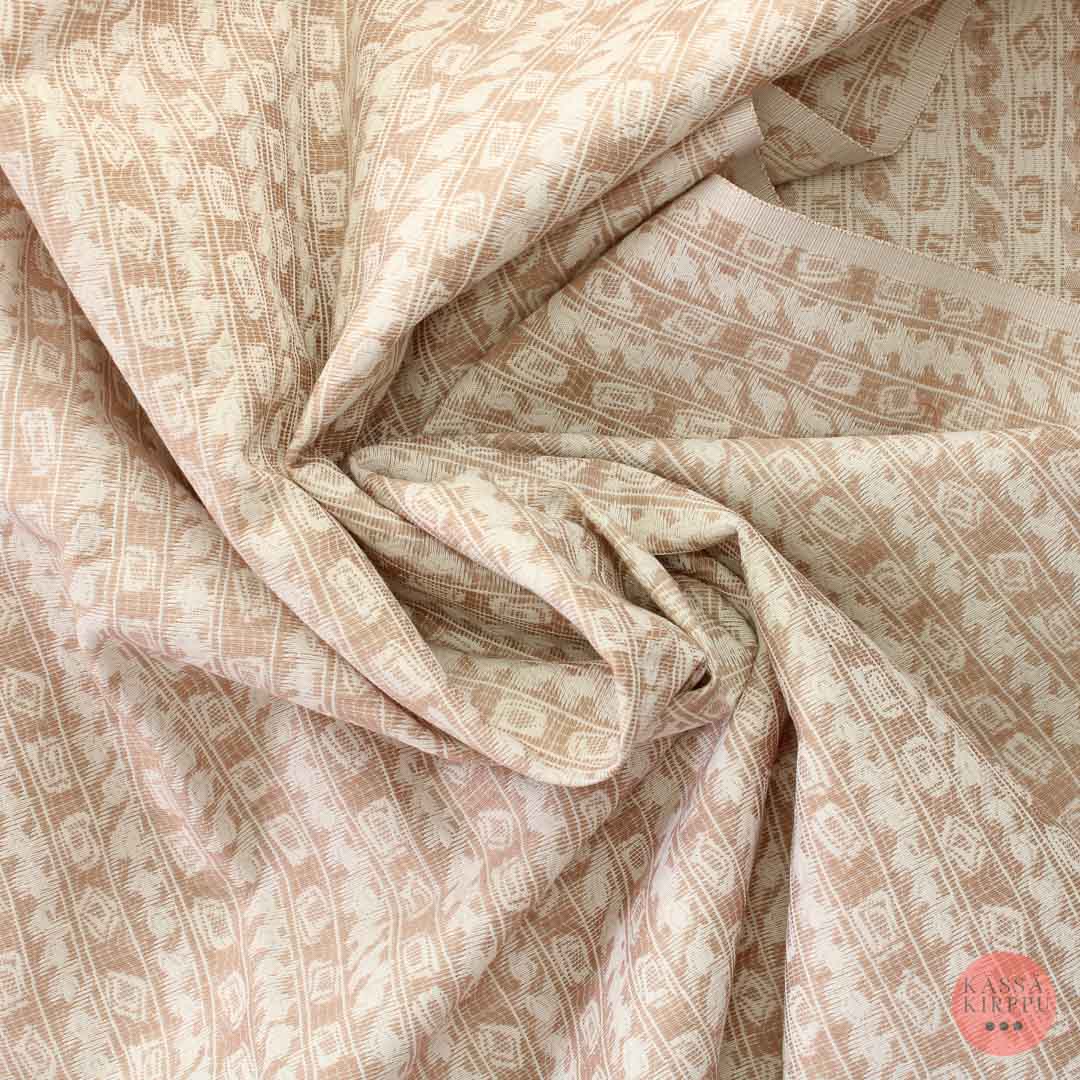 Valko-beige kuviollinen tekokuitu - Pala