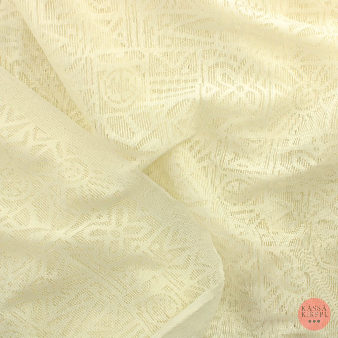 Valkoinen neliökuvioinen Pitsikangas - Pala