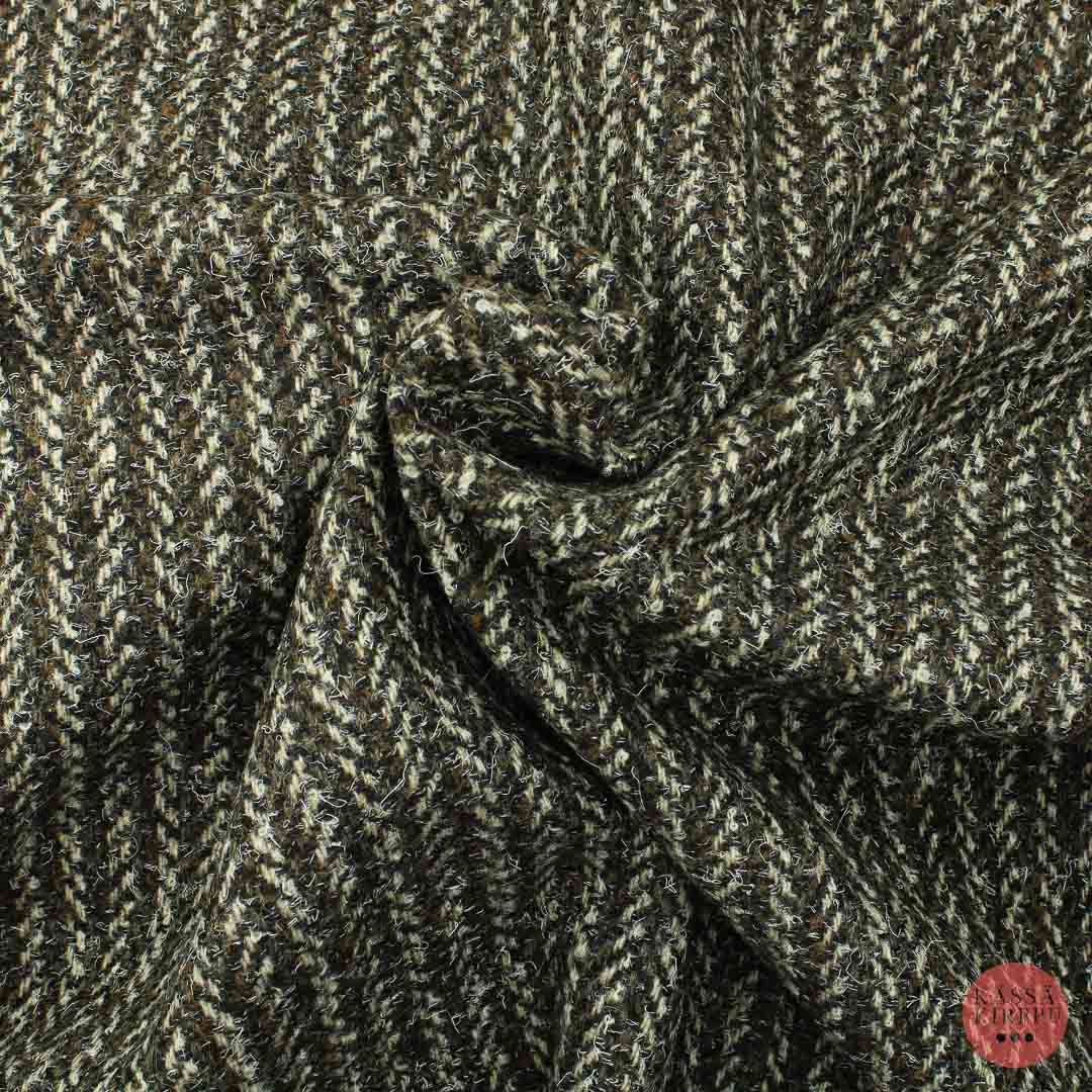 Black Brown Striped Wool Blend - Piece