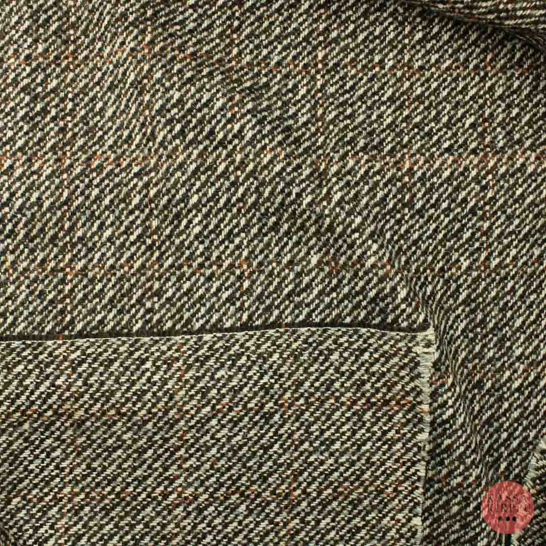 Brown, gray and off-white Wool fabric - Piece