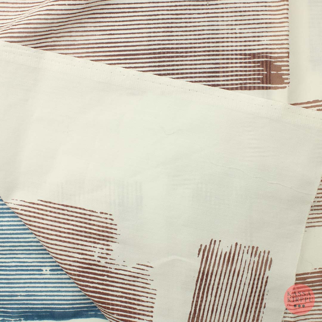 Valkopohjainen graafinen kuvio Verhokangas - Pala