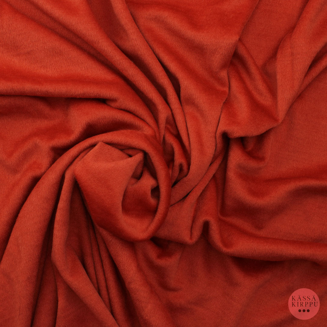 Lämmin oranssi neulospohjainen karvapintainen joustava keinokuitu - Pala