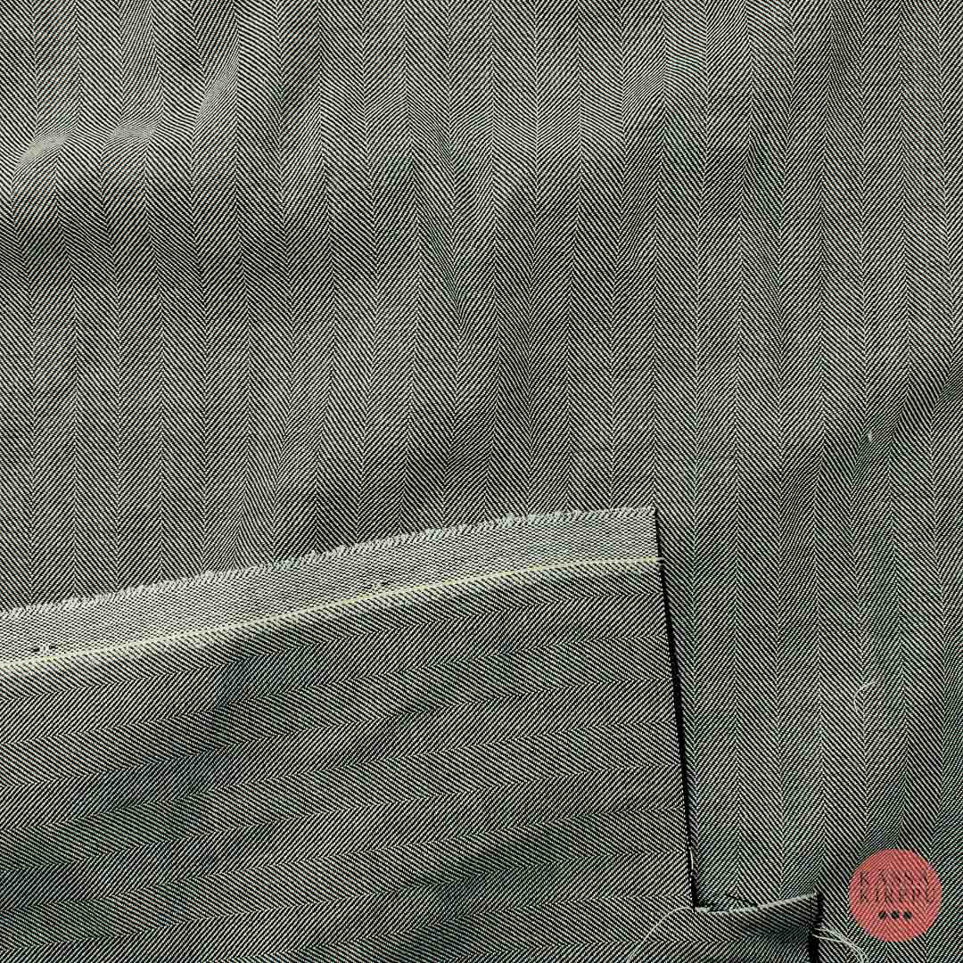 Mustavalkoinen Kalanruotokuvioinen Vaatetuskangas - Pala