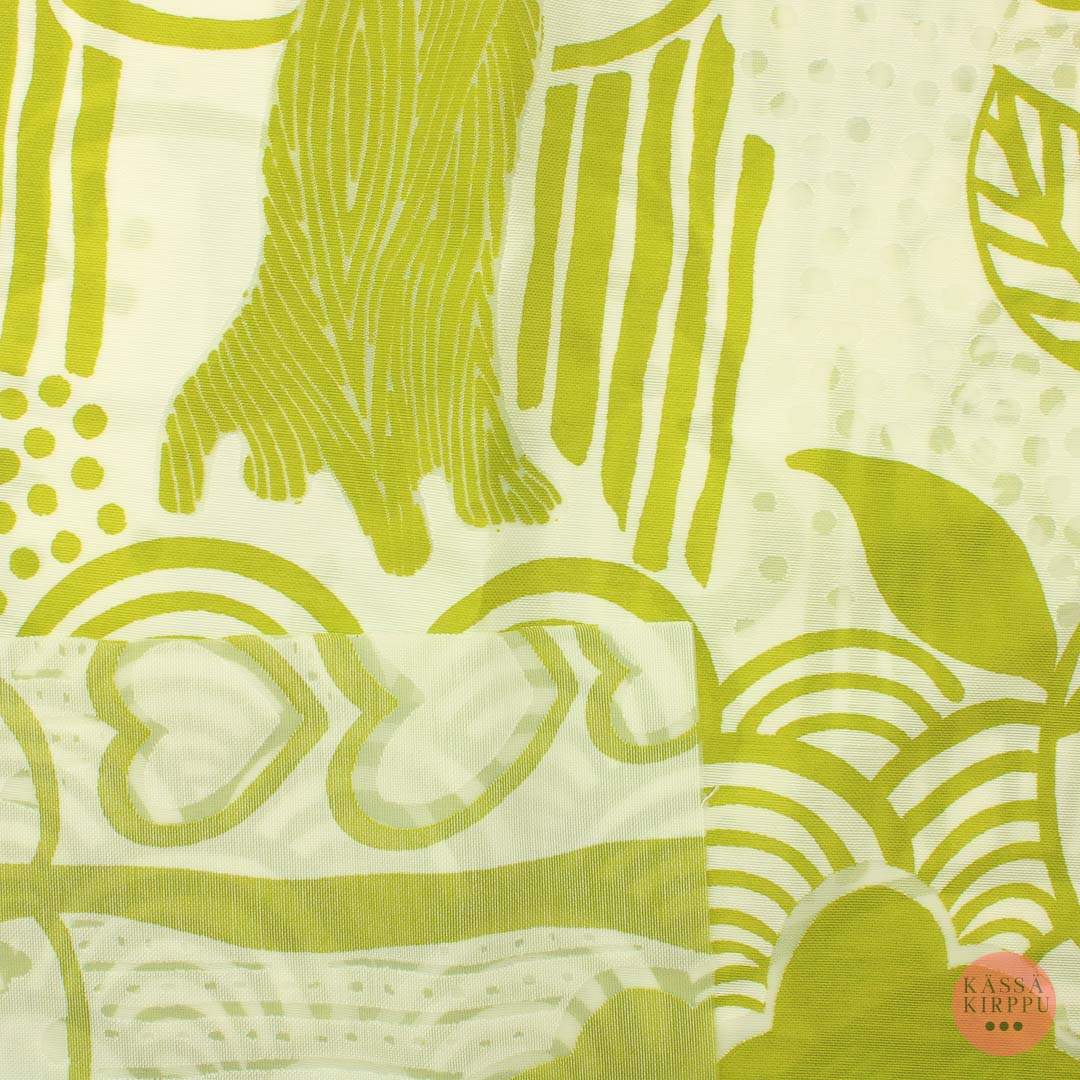 Vihreävalkoinen Valoverhokangas - Pala