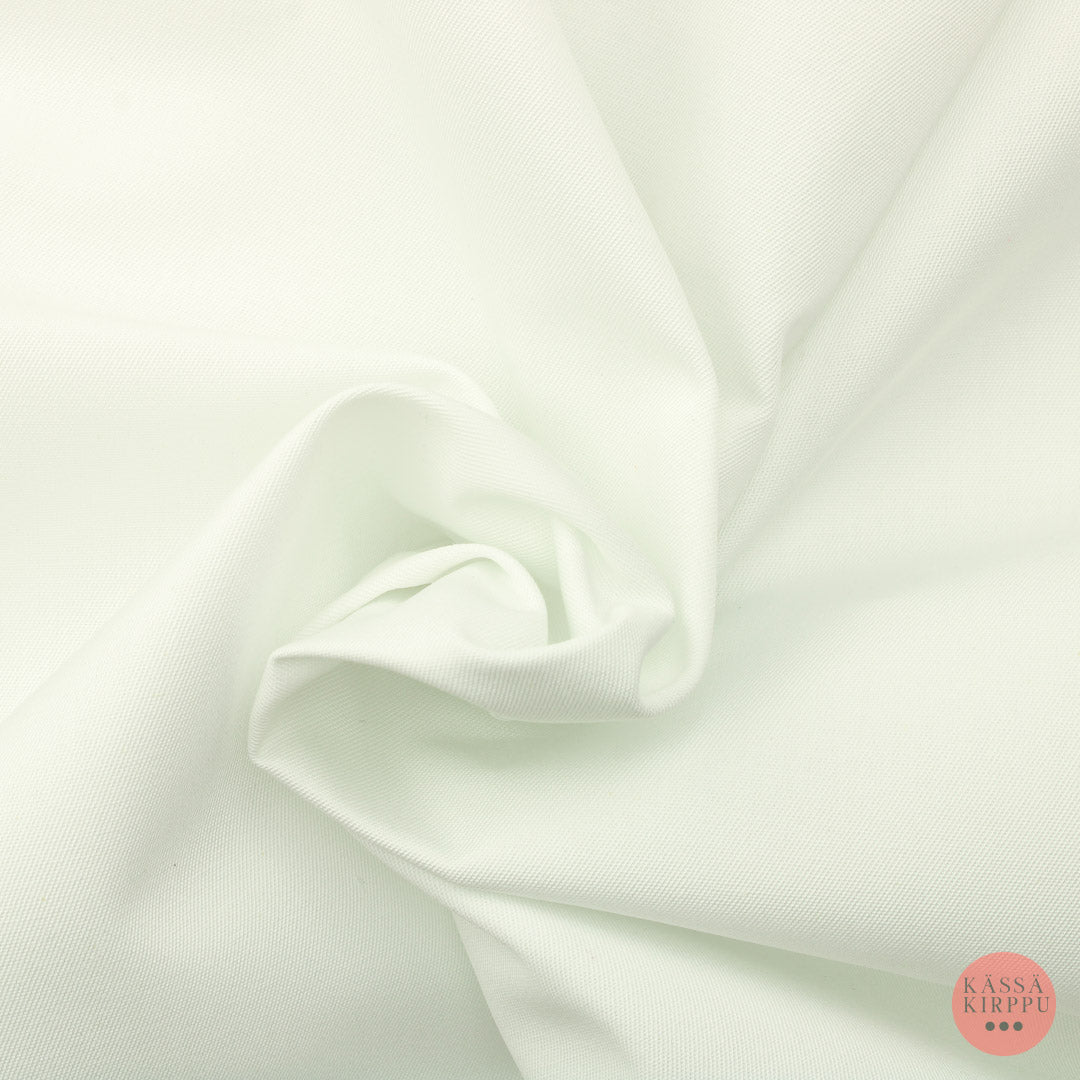 Valkoinen hiukan joustava puuvilla-polyesteri - Pala