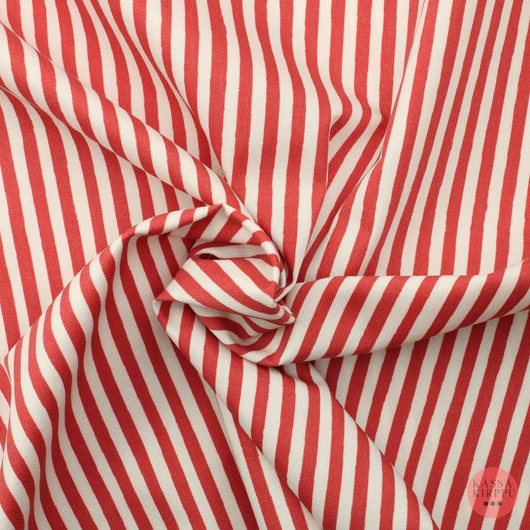 Finlayson Puna-valkoraidallinen puuvilla-polyesteri - Pala