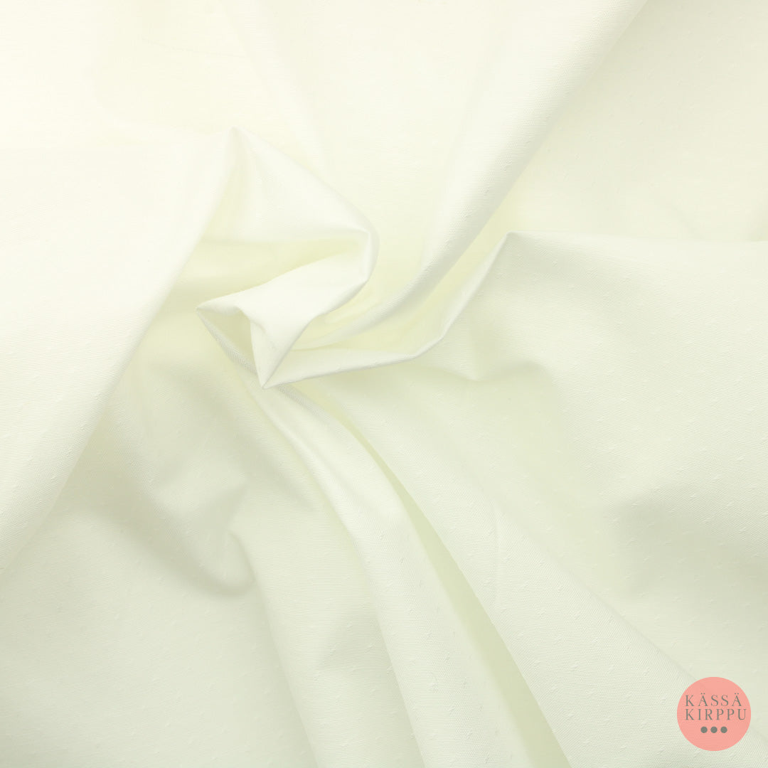 Valkoinen pienipilkkuinen Vaatetuskangas - Mittamyynti