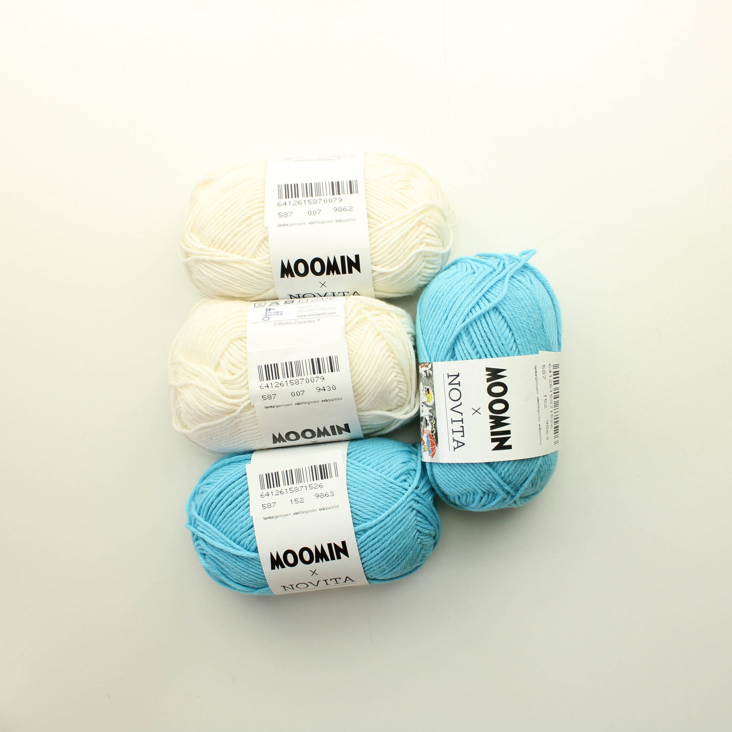 Novita Muumit 50g - 007 ja 152 Lankapussi 195 (200g)