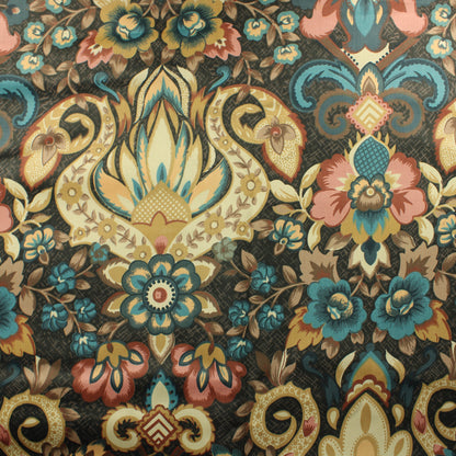 Kukka ja ornamenttikuvioinen Puuvillasatiini - Pala