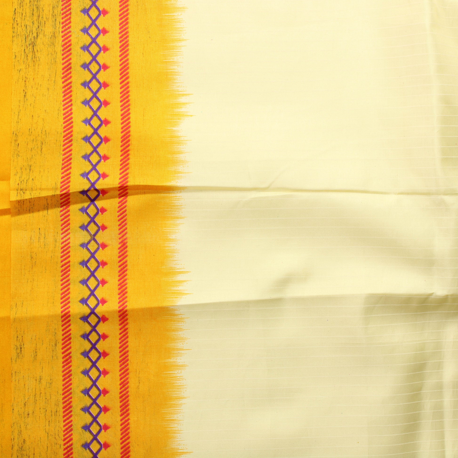 Keltainen vaakaraitainen Sari kangas - Pala