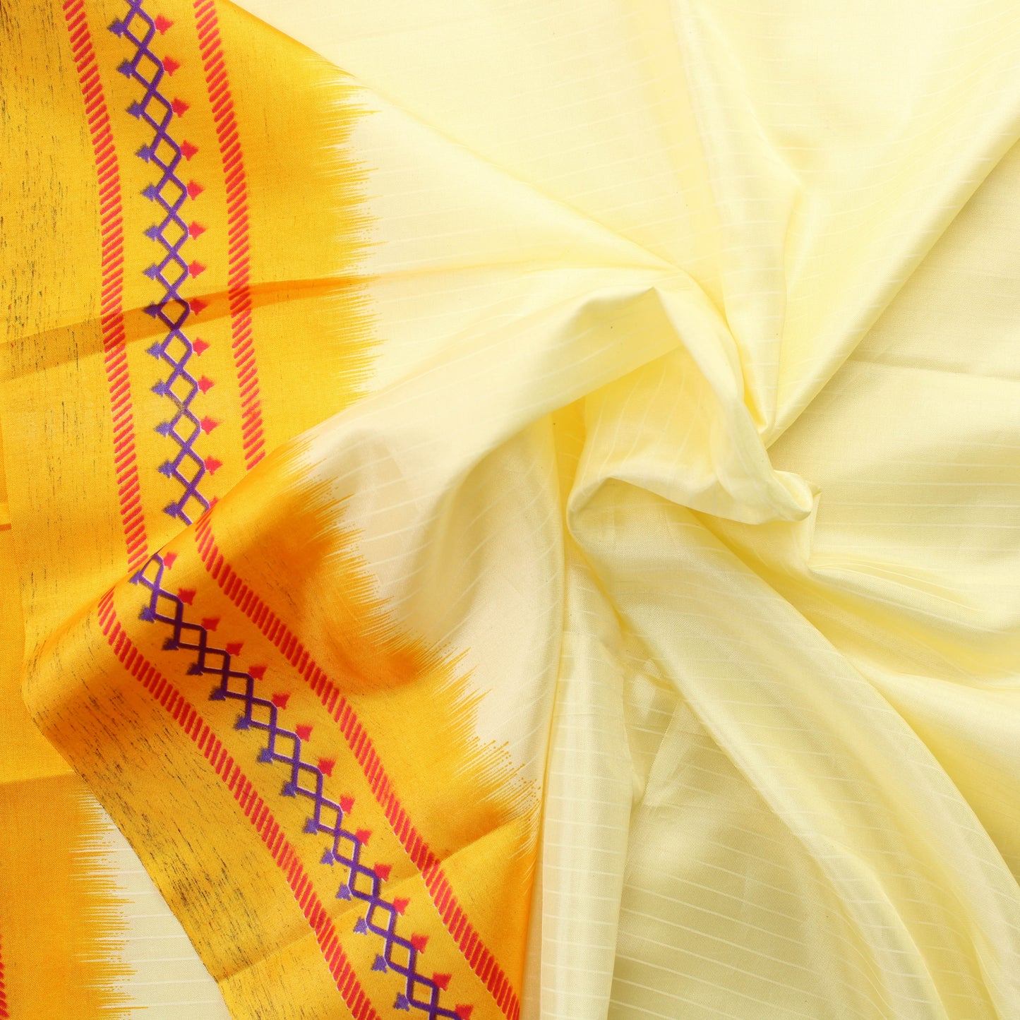 Keltainen vaakaraitainen Sari kangas - Pala