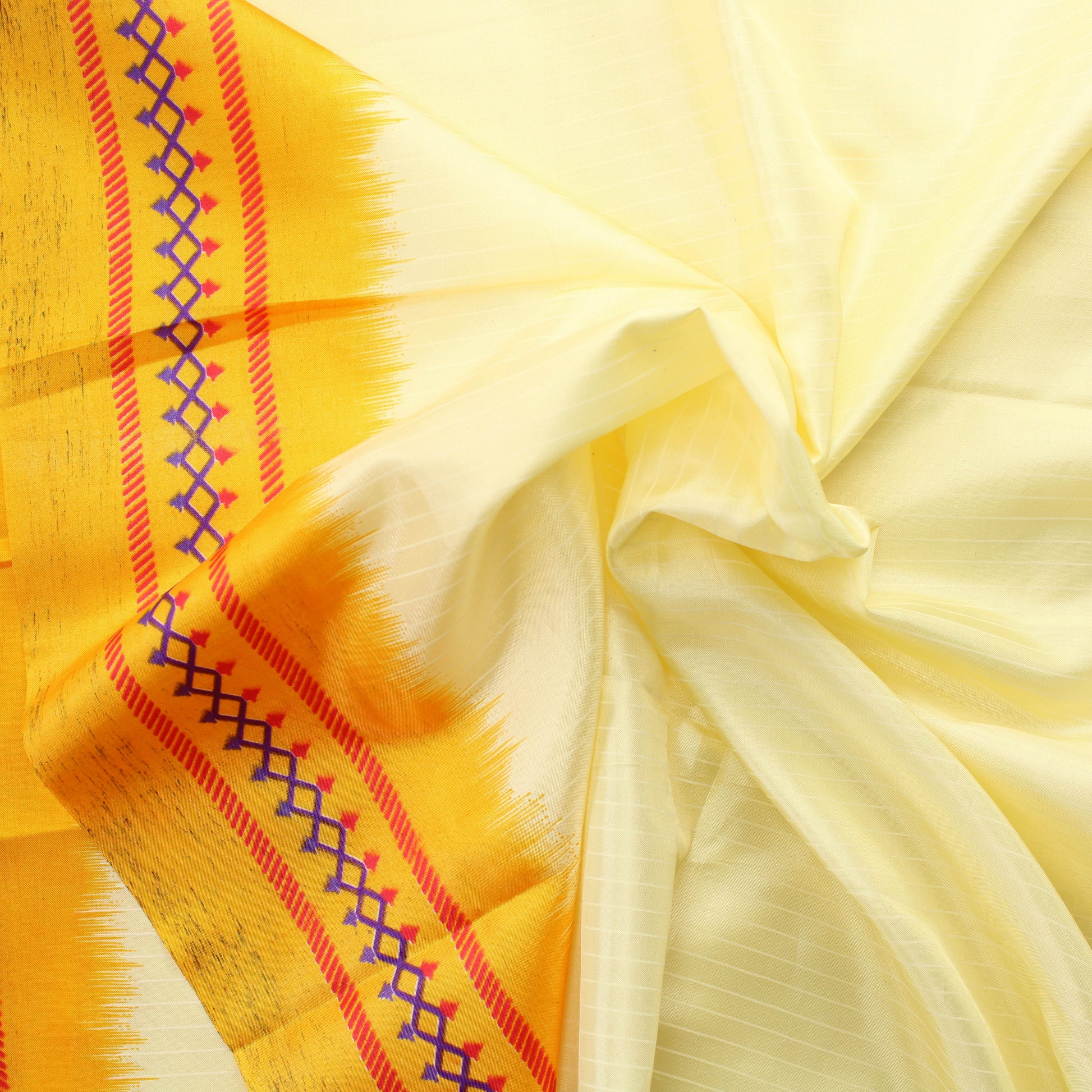 Keltainen vaakaraitainen Sari kangas - Pala