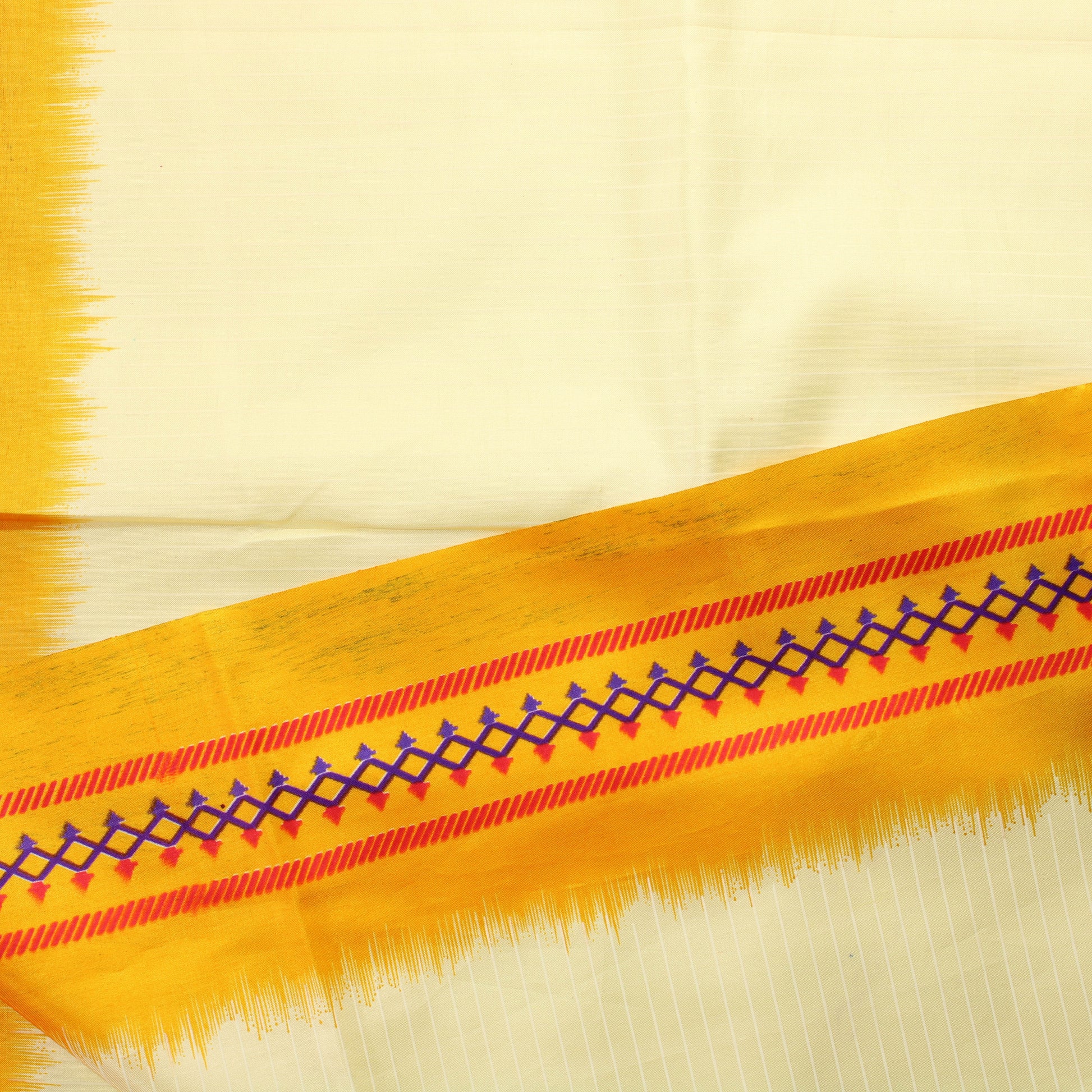 Keltainen vaakaraitainen Sari kangas - Pala