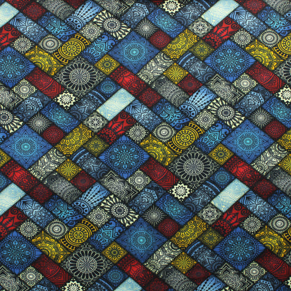 Megan Blue Fabrics Sinisävyinen Kuvio Trikoo - Pala