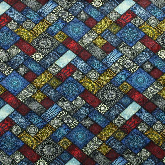 Megan Blue Fabrics Sinisävyinen Kuvio Trikoo - Pala