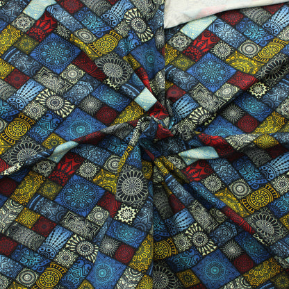 Megan Blue Fabrics Sinisävyinen Kuvio Trikoo - Pala