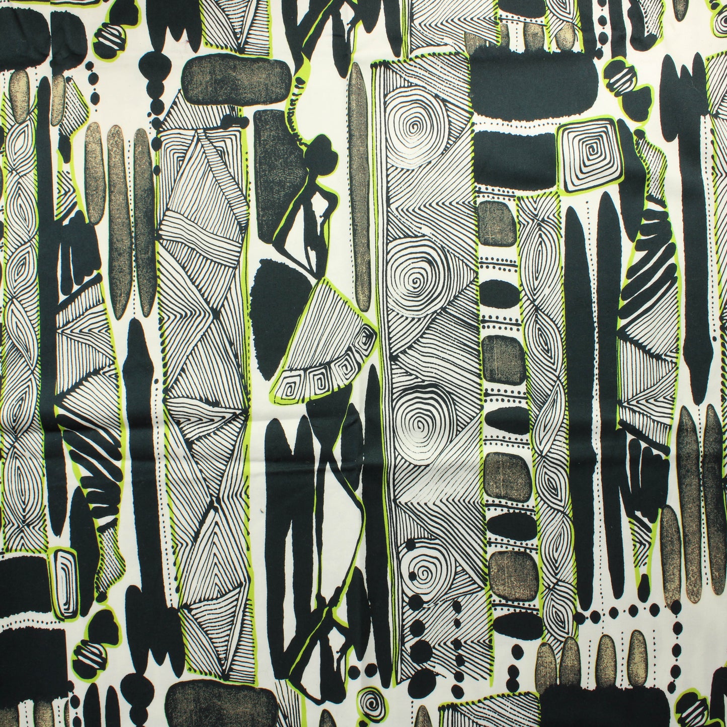 Mustavalkoinen limetehosteinen Stretchpuuvilla - Pala