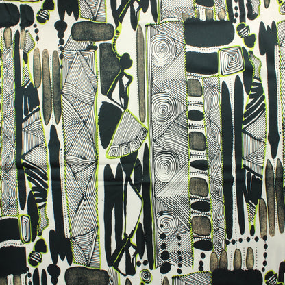 Mustavalkoinen limetehosteinen Stretchpuuvilla - Pala