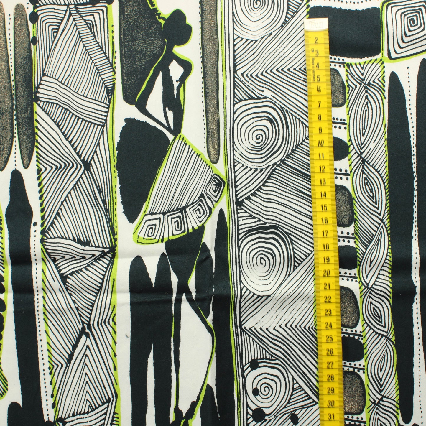 Mustavalkoinen limetehosteinen Stretchpuuvilla - Pala