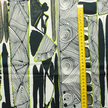 Mustavalkoinen limetehosteinen Stretchpuuvilla - Pala