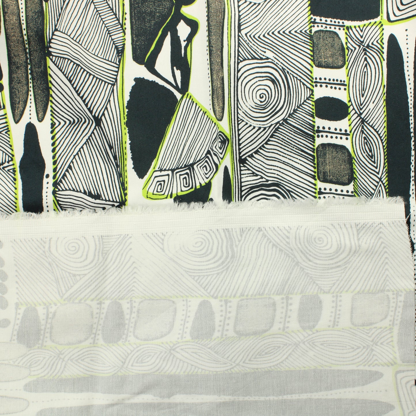 Mustavalkoinen limetehosteinen Stretchpuuvilla - Pala