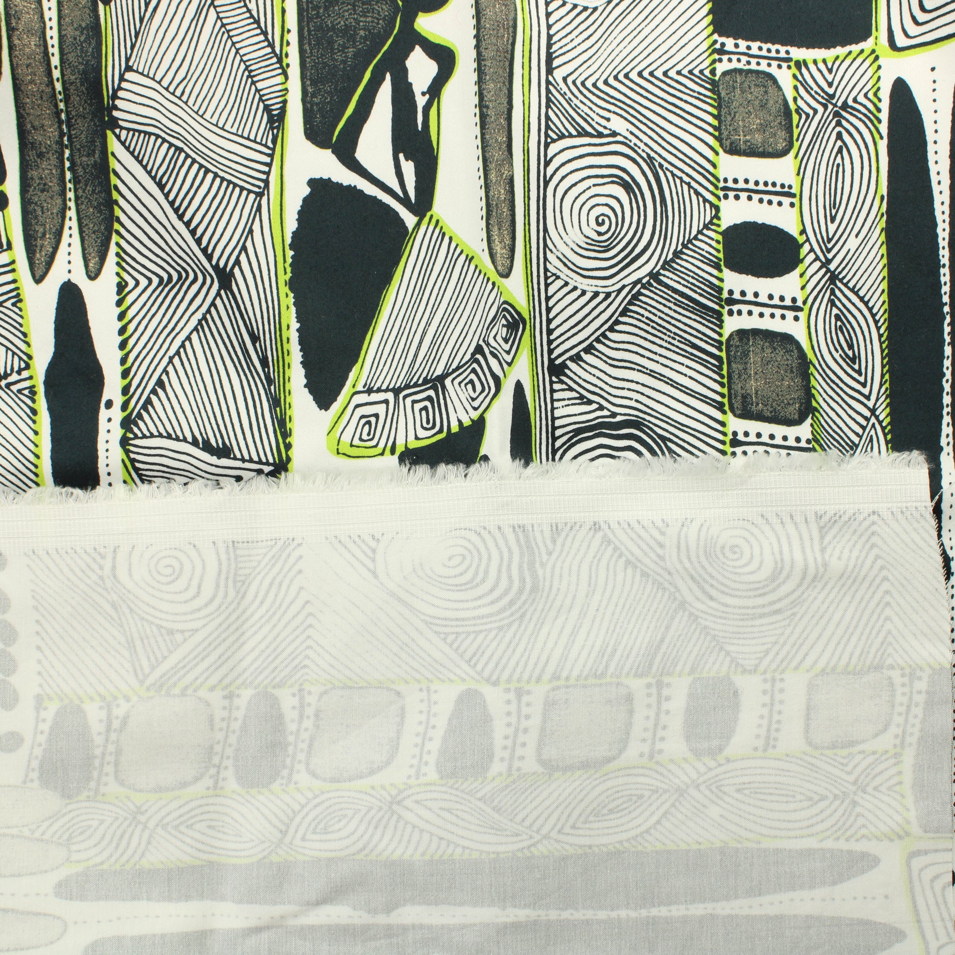 Mustavalkoinen limetehosteinen Stretchpuuvilla - Pala