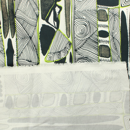 Mustavalkoinen limetehosteinen Stretchpuuvilla - Pala