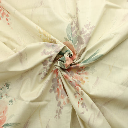 Luonnonvalkoiset kukkakuvioiset Puuvillasekoiteverhot - Palapaketti