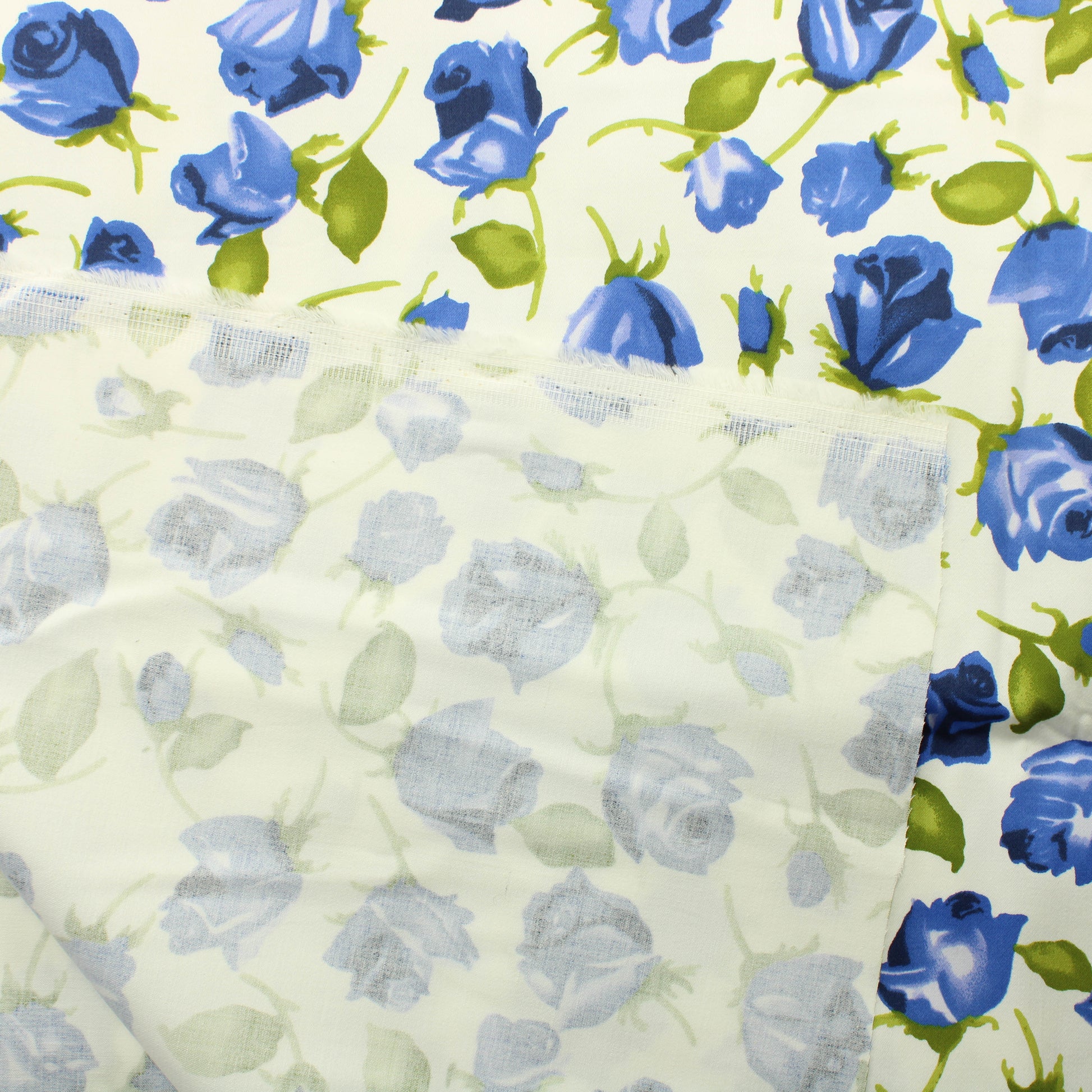 Tiny Bird's Fabrics Siniset ruusut Puuvillasatiini - Pala