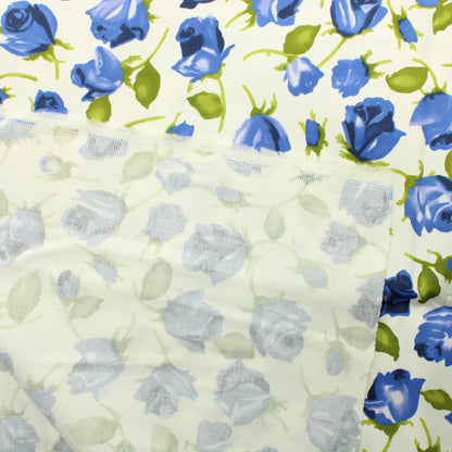 Tiny Bird's Fabrics Siniset ruusut Puuvillasatiini - Pala