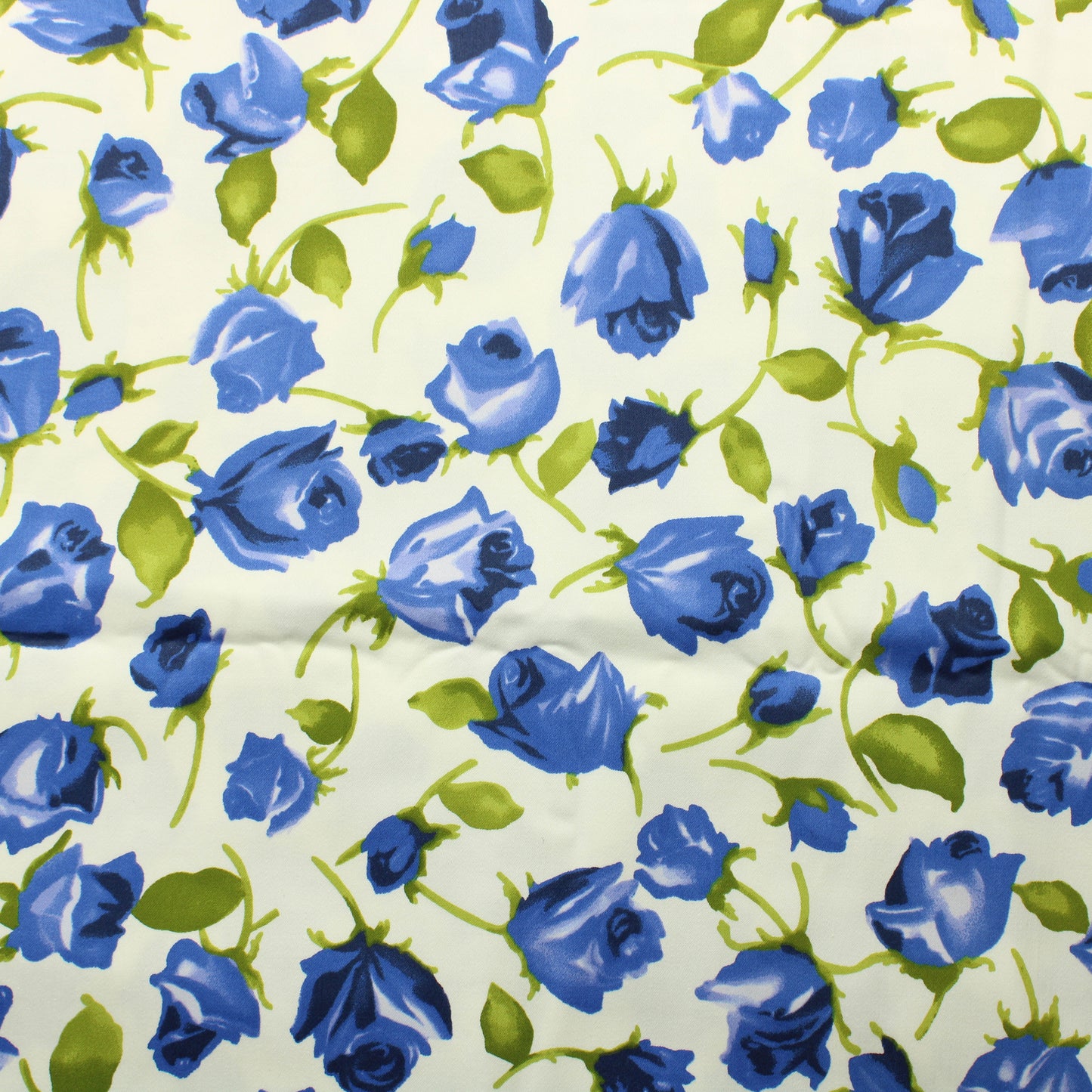 Tiny Bird's Fabrics Siniset ruusut Puuvillasatiini - Pala