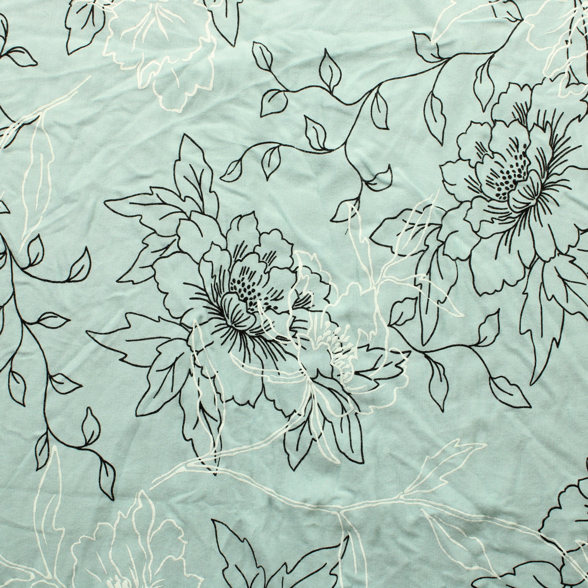 Kukkakuvioinen vaaleansininen Viskoositrikoo - Pala