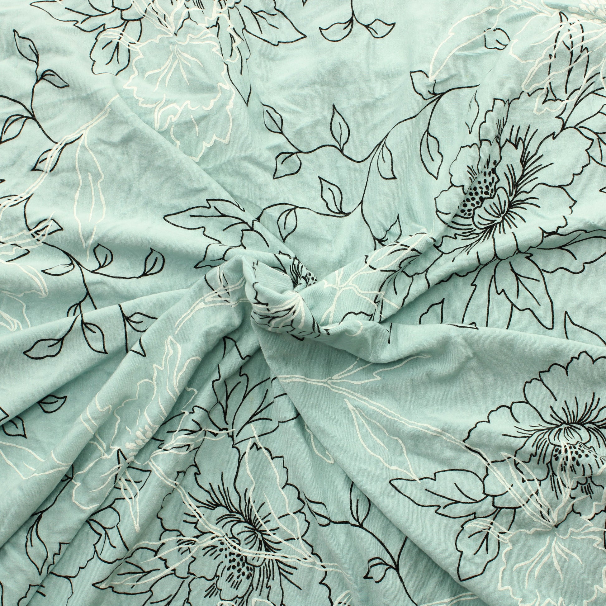 Kukkakuvioinen vaaleansininen Viskoositrikoo - Pala