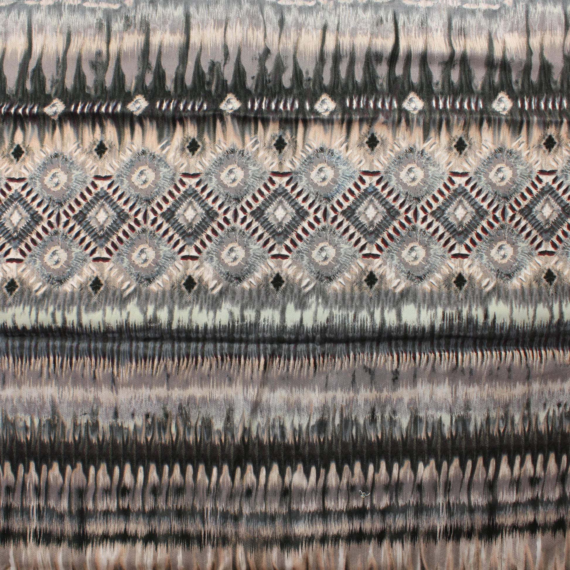 Harmaa-roosa sävyinen kuviollinen Stretchpuuvilla - Pala